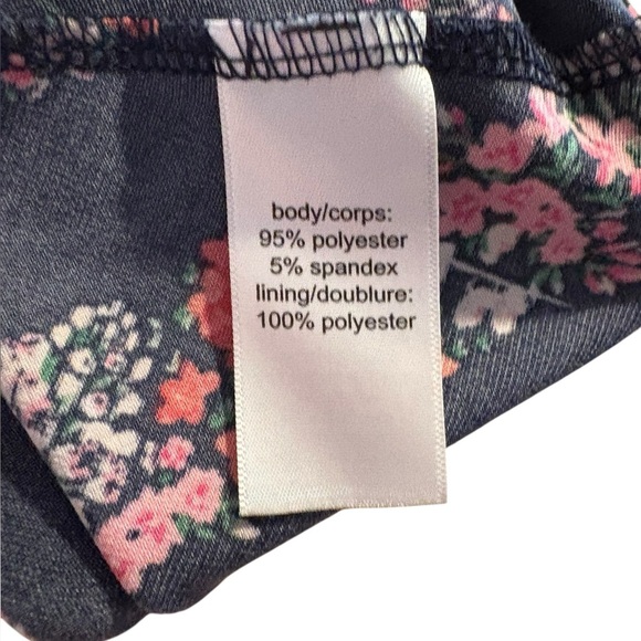 Maurice’s Cold Shoulder Navy Blue Pink Floral Midi Dress Shark bite Hem Sz 1X - Picture 6 of 7